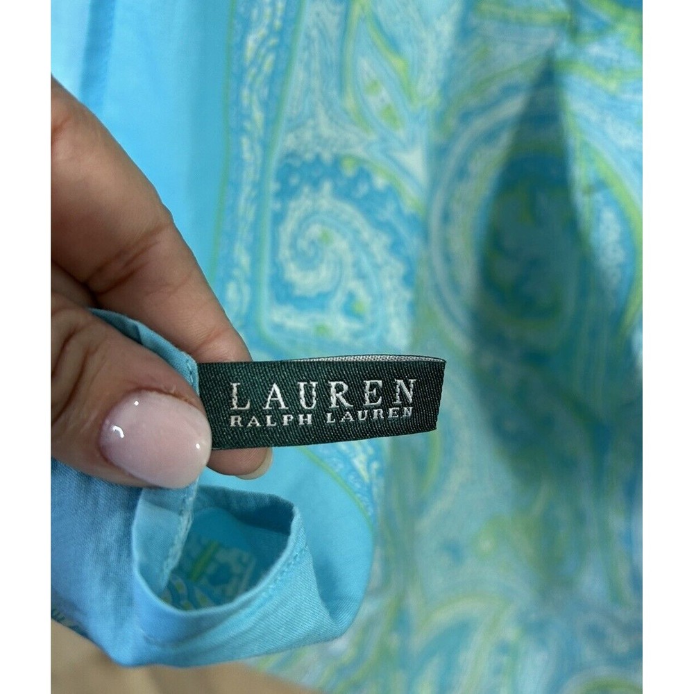 Ralph Lauren Mini Scarf   light blue cotton neck head Details of snails‎ beach - Picture 2 of 6